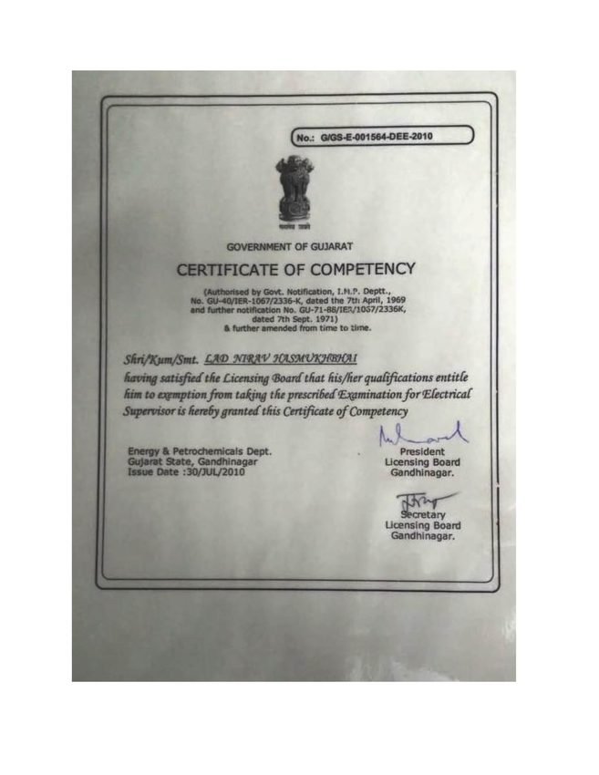Certificate of Competency